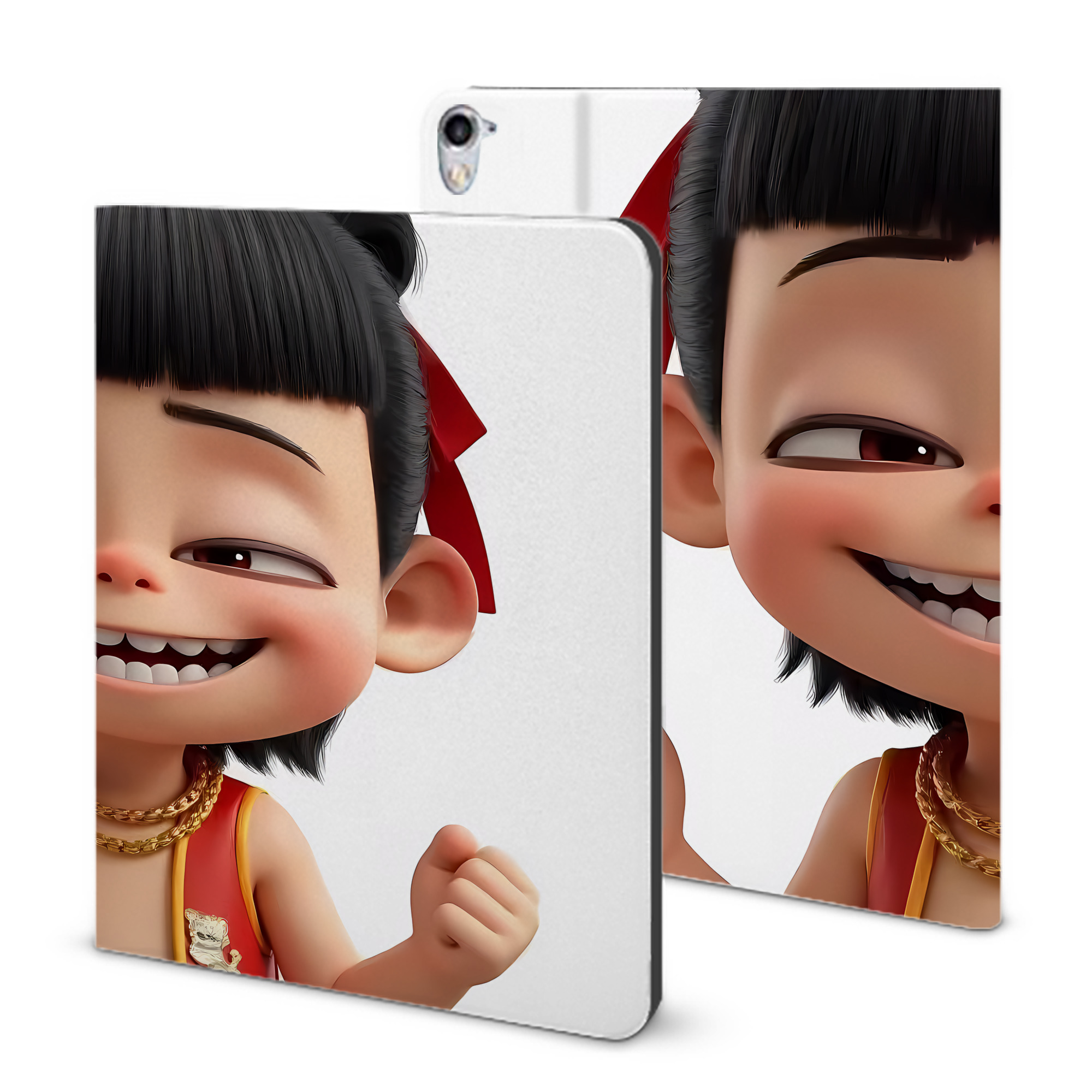 （画像用） Ne Zha 2 ナタ 魔童の大暴れ IPad ケース ブック型 PUレザー TPU 耐衝撃 軽量 薄型 ペン収納なし 全面保護 IPad 各モデル対応